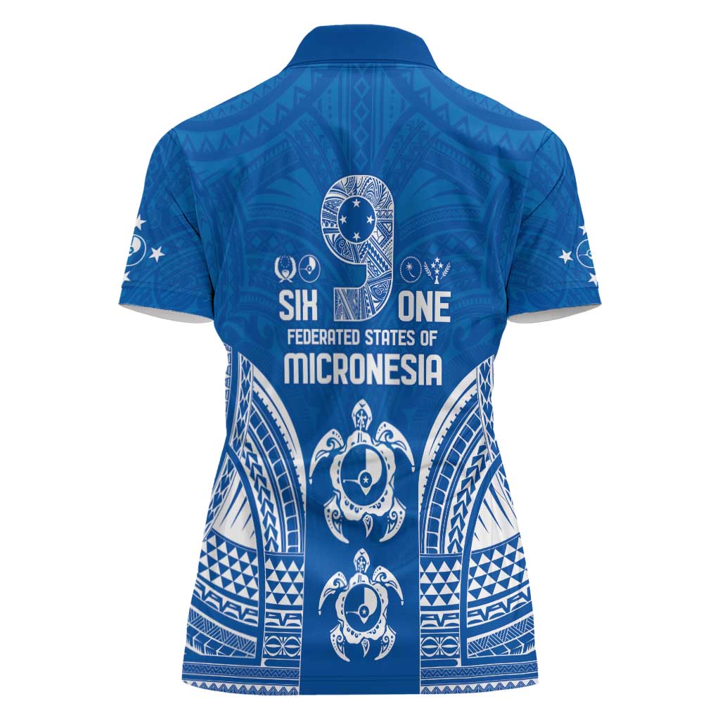 FSM Yap States Women Polo Shirt Micronesia Six 9 One Polynesian Tribal Pattern