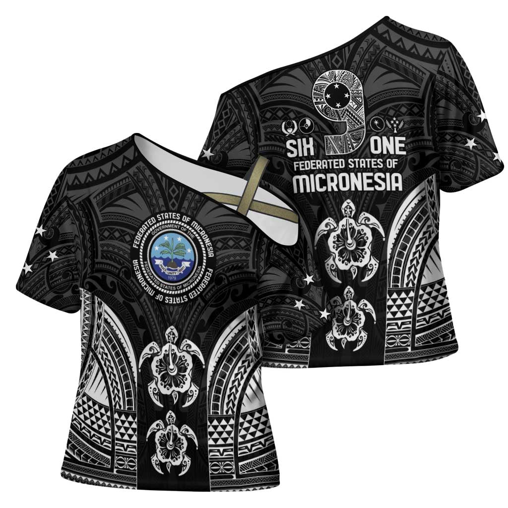 FSM Micronesia Six 9 One Cross Shoulder Shirt Polynesian Tribal Pattern - Polynesian Pride