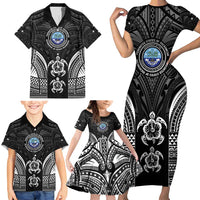 FSM Micronesia Six 9 One Family Matching Short Sleeve Bodycon Dress and Hawaiian Shirt Polynesian Tribal Pattern