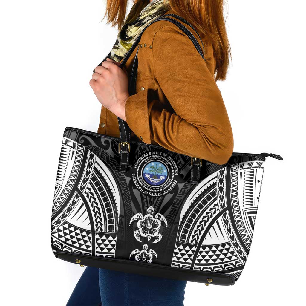 FSM Micronesia Six 9 One Leather Tote Bag Polynesian Tribal Pattern
