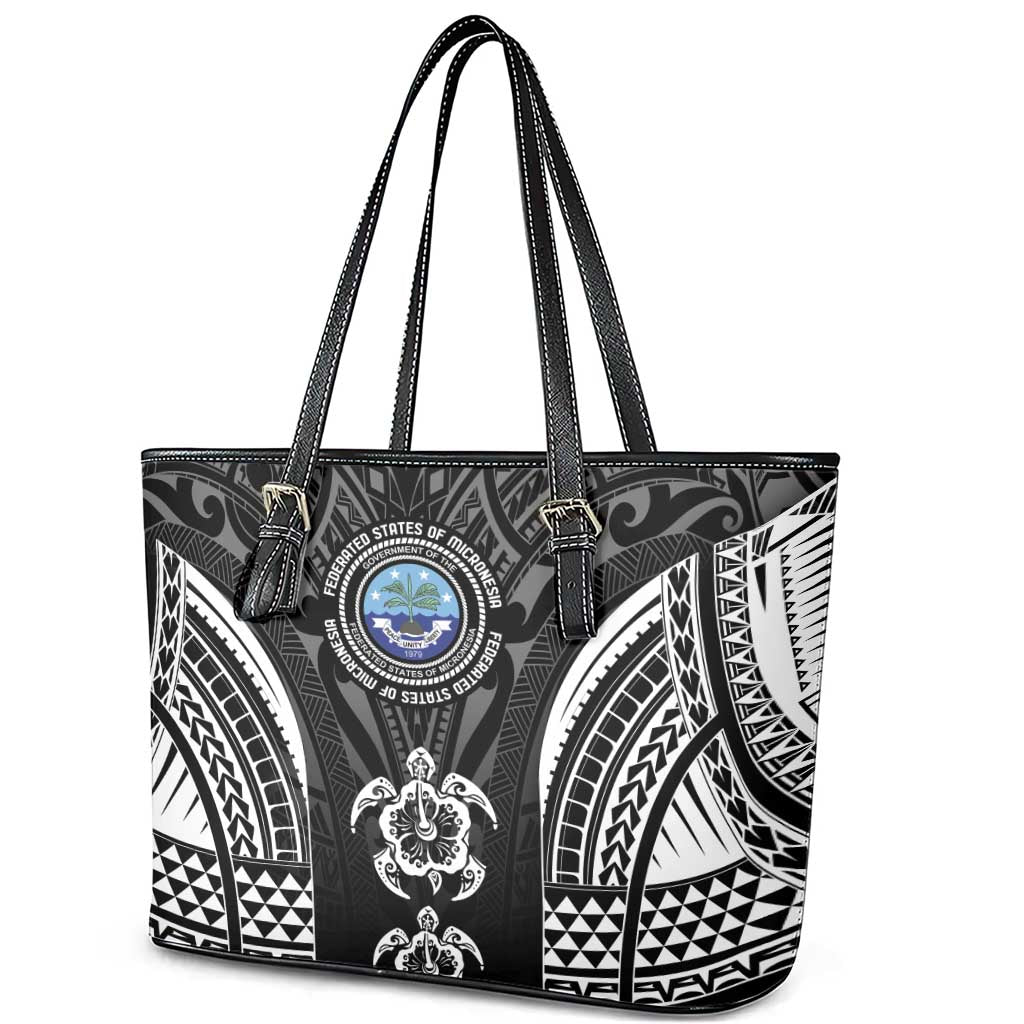 FSM Micronesia Six 9 One Leather Tote Bag Polynesian Tribal Pattern