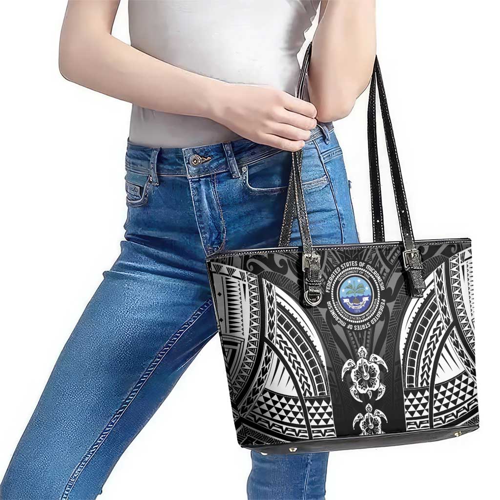 FSM Micronesia Six 9 One Leather Tote Bag Polynesian Tribal Pattern