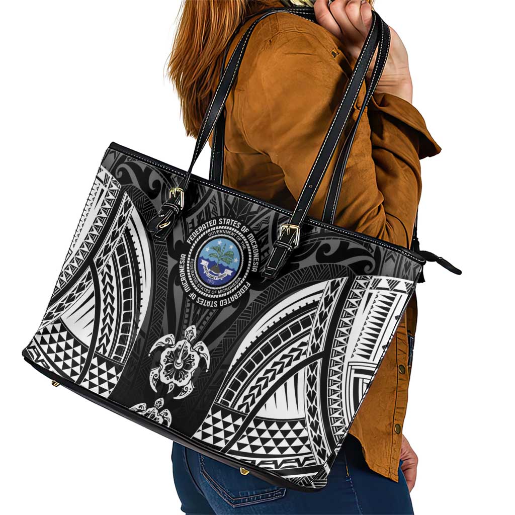 FSM Micronesia Six 9 One Leather Tote Bag Polynesian Tribal Pattern