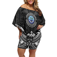 FSM Micronesia Six 9 One Off Shoulder Short Dress Polynesian Tribal Pattern