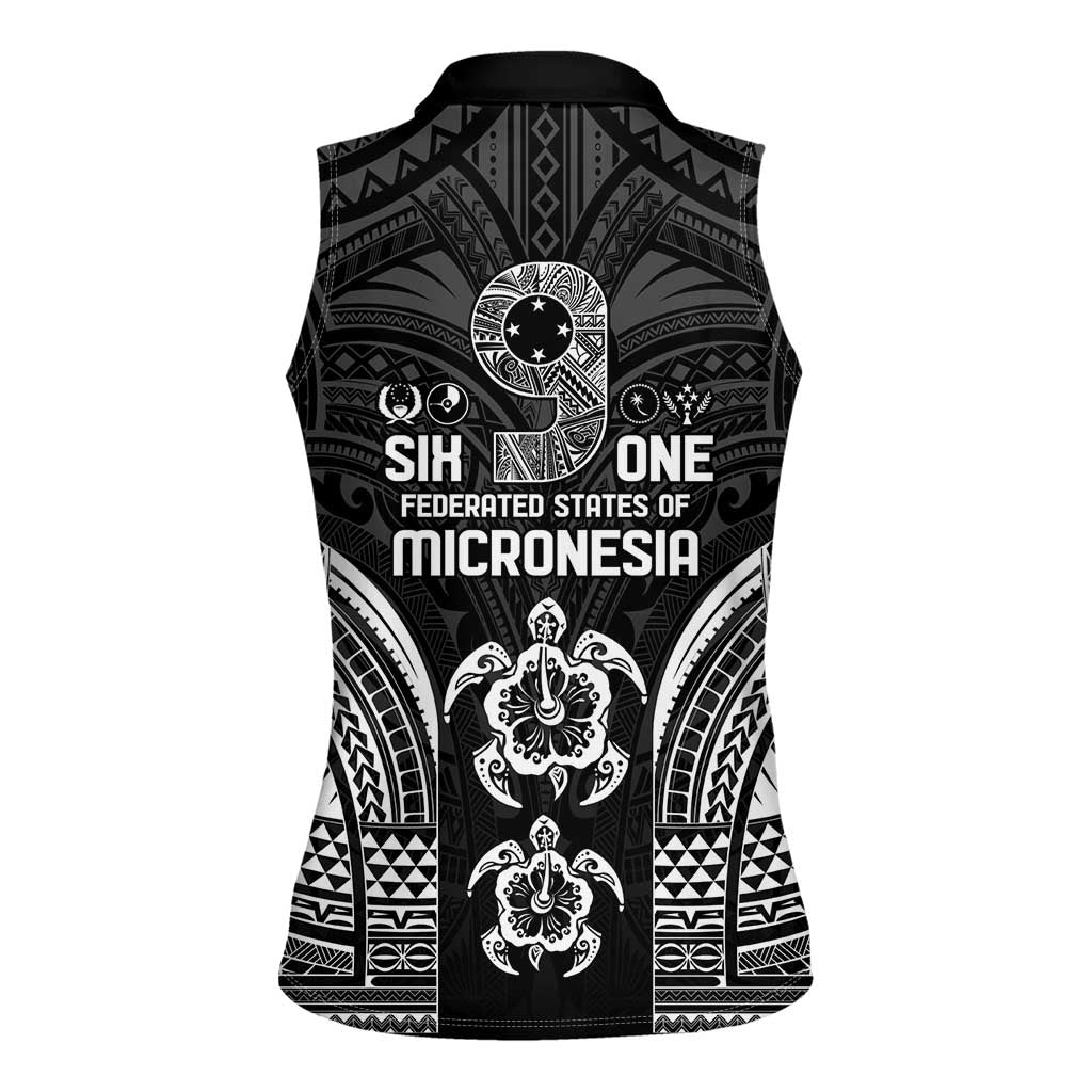 FSM Micronesia Six 9 One Women Sleeveless Polo Shirt Polynesian Tribal Pattern