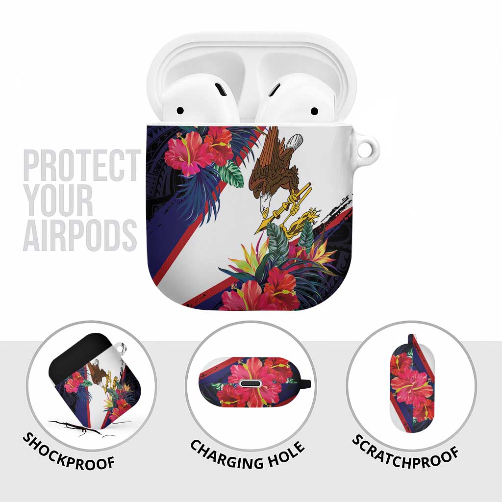 American Samoa Flag Day Since 1900 AirPods Case Samoa Muamua Le Atua Tropical Flowers - Polynesian Pride