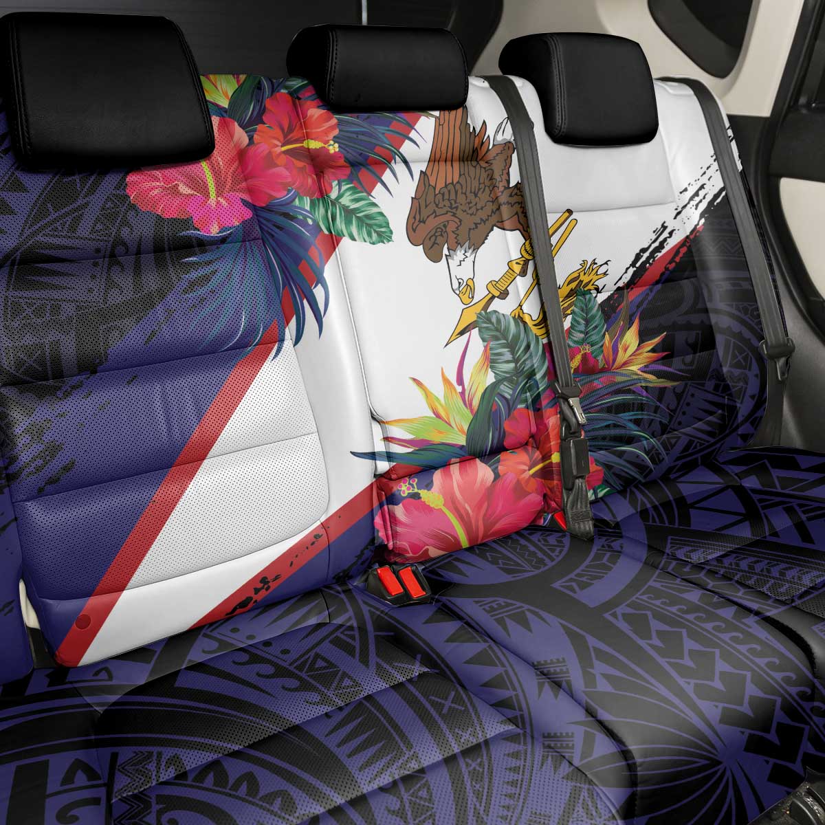 American Samoa Flag Day Since 1900 Back Car Seat Cover Samoa Muamua Le Atua Tropical Flowers