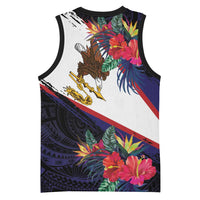 American Samoa Flag Day Since 1900 Basketball Jersey Samoa Muamua Le Atua Tropical Flowers - Polynesian Pride