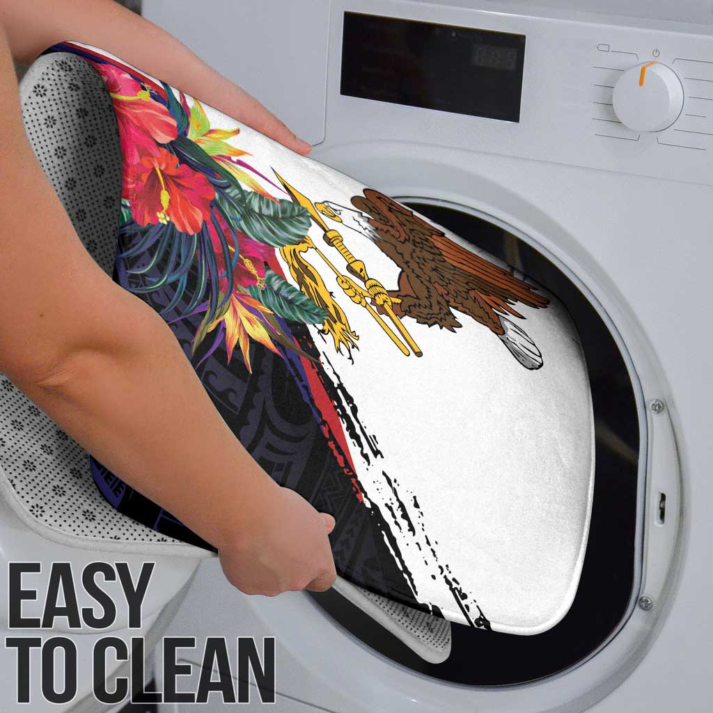 American Samoa Flag Day Since 1900 Bathroom Set Samoa Muamua Le Atua Tropical Flowers - Polynesian Pride