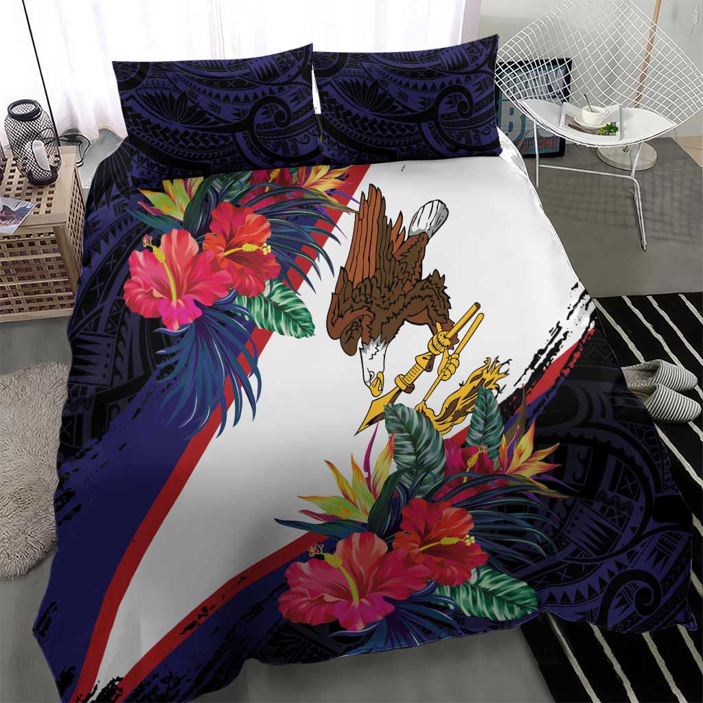 American Samoa Flag Day Since 1900 Bedding Set Samoa Muamua Le Atua Tropical Flowers