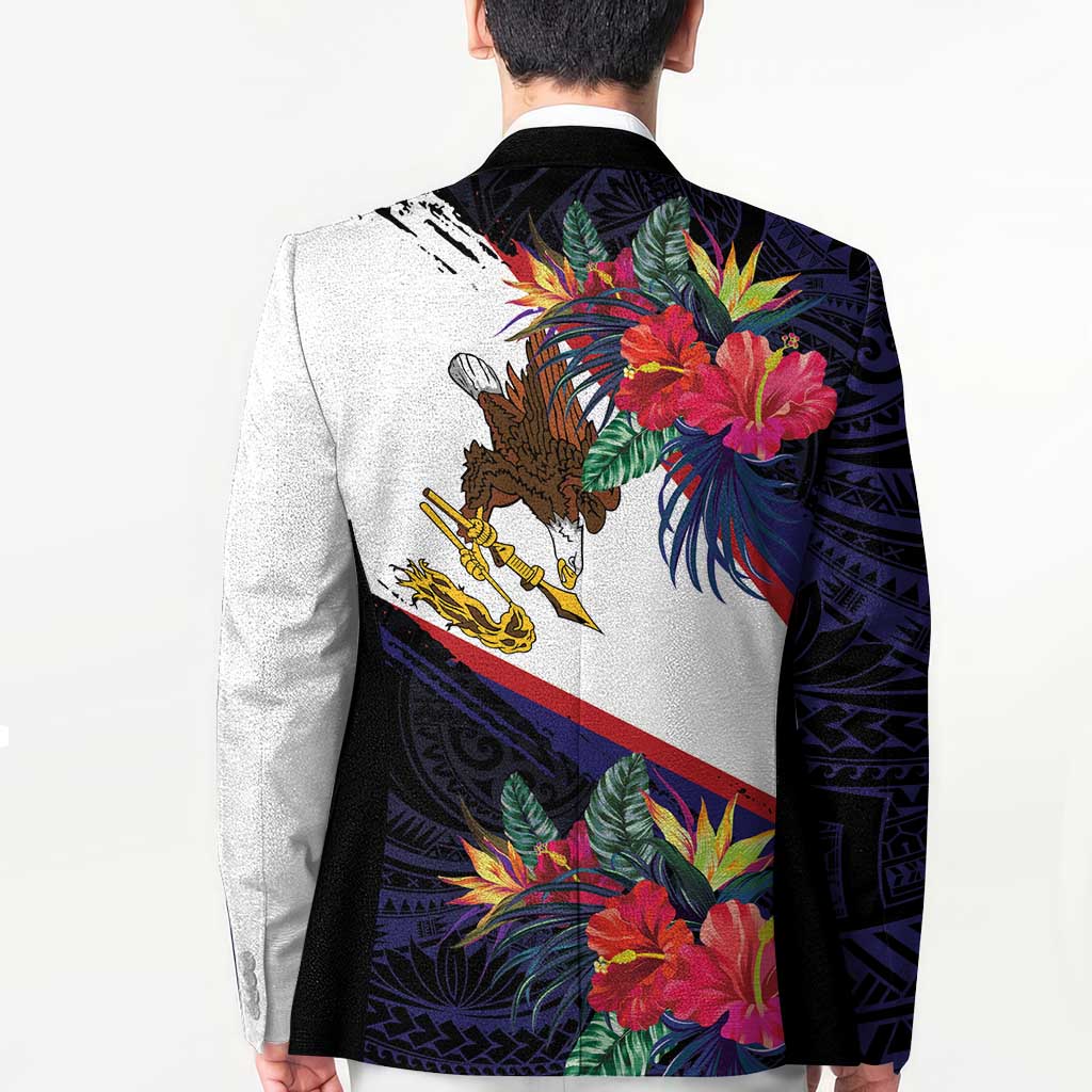 American Samoa Flag Day Since 1900 Blazer Samoa Muamua Le Atua Tropical Flowers - Polynesian Pride
