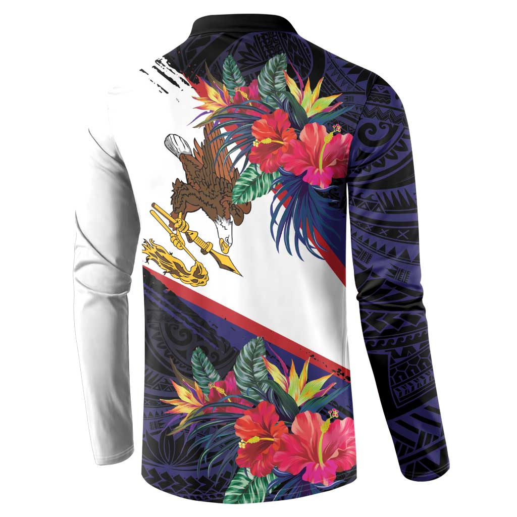American Samoa Flag Day Since 1900 Button Sweatshirt Samoa Muamua Le Atua Tropical Flowers