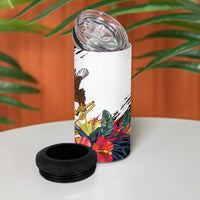 American Samoa Flag Day Since 1900 4 in 1 Can Cooler Tumbler Samoa Muamua Le Atua Tropical Flowers