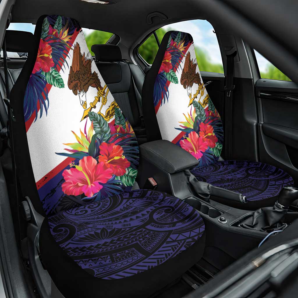 American Samoa Flag Day Since 1900 Car Seat Cover Samoa Muamua Le Atua Tropical Flowers