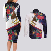American Samoa Flag Day Since 1900 Couples Matching Long Sleeve Bodycon Dress and Long Sleeve Button Shirt Samoa Muamua Le Atua Tropical Flowers