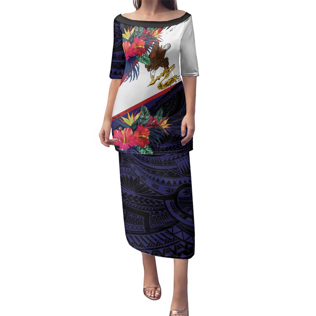 American Samoa Flag Day Since 1900 Family Matching Puletasi and Hawaiian Shirt Samoa Muamua Le Atua Tropical Flowers