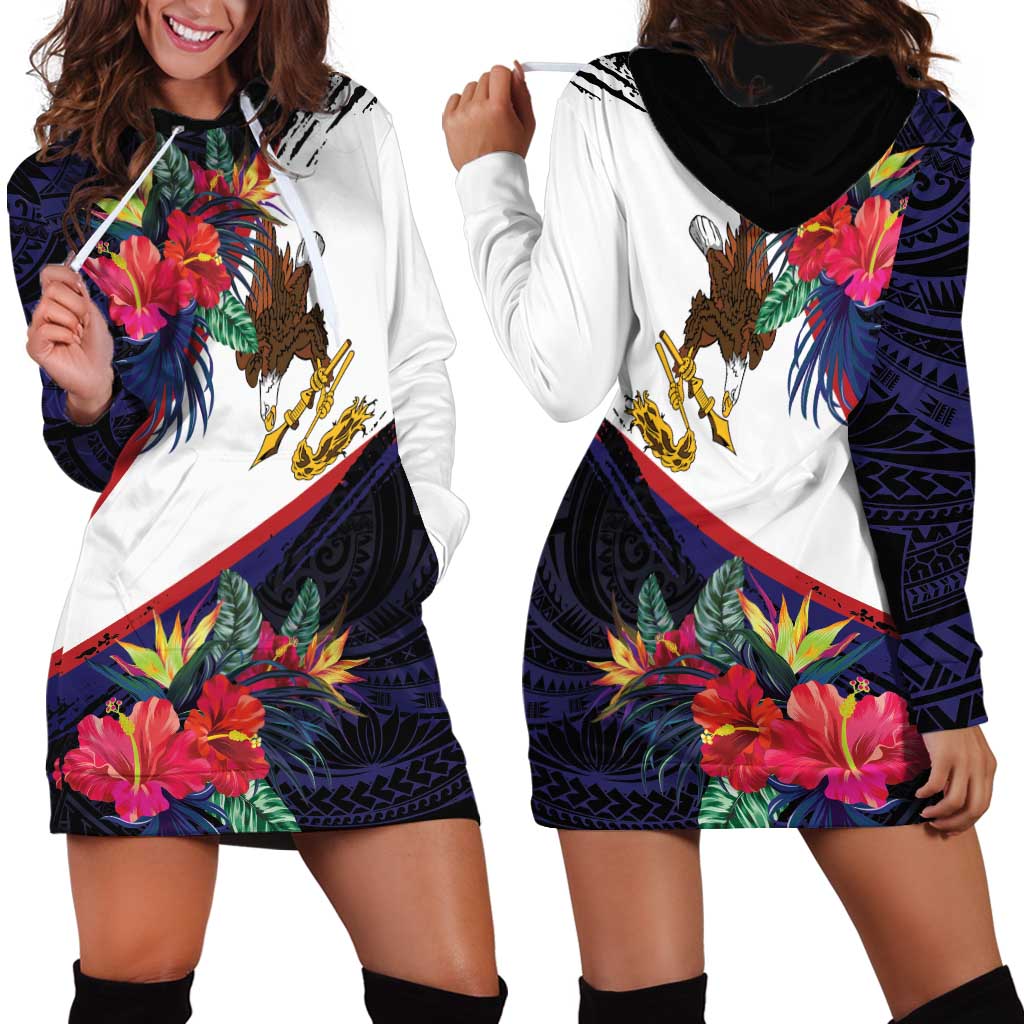 American Samoa Flag Day Since 1900 Hoodie Dress Samoa Muamua Le Atua Tropical Flowers