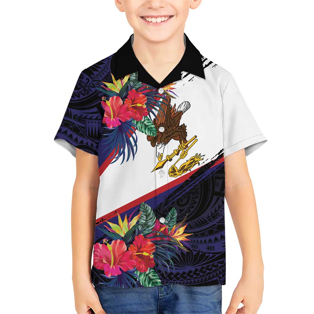 American Samoa Flag Day Since 1900 Kid Hawaiian Shirt Samoa Muamua Le Atua Tropical Flowers