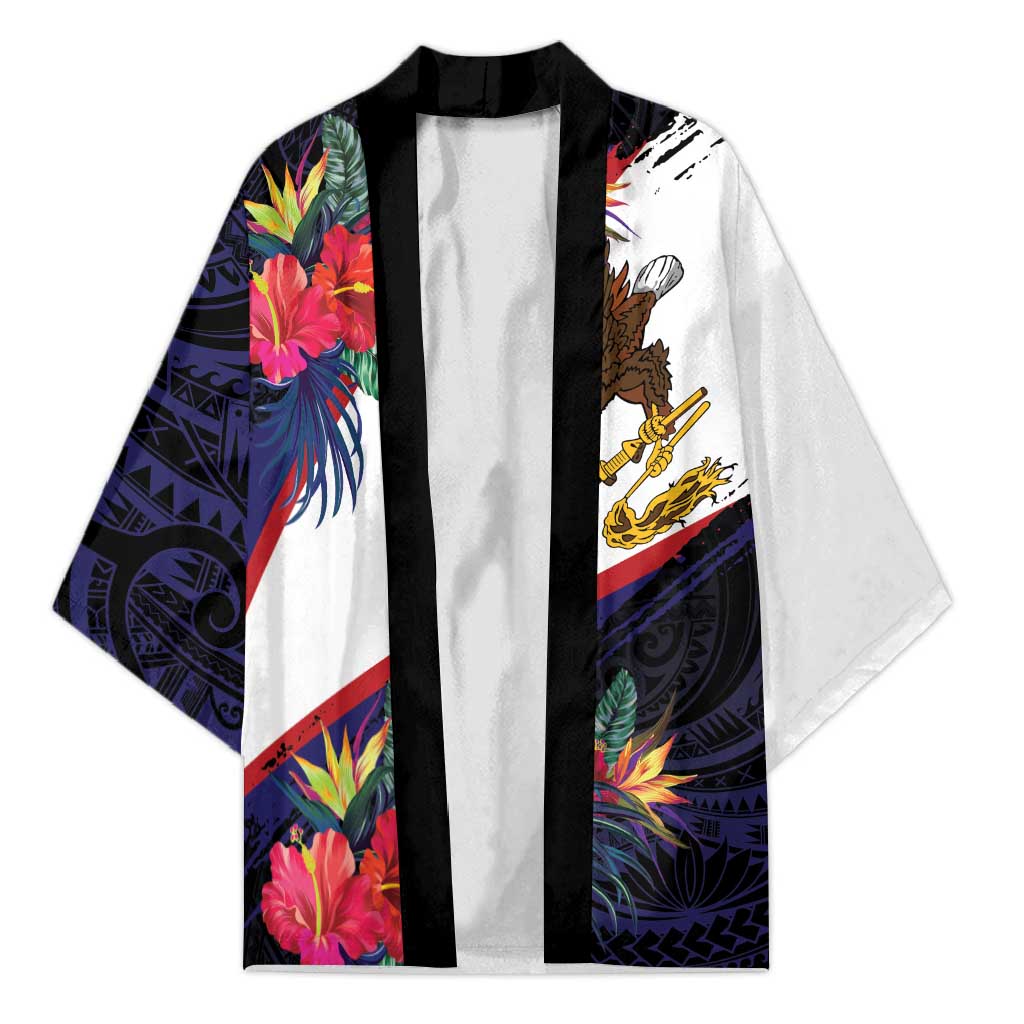 American Samoa Flag Day Since 1900 Kimono Samoa Muamua Le Atua Tropical Flowers - Polynesian Pride