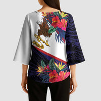 American Samoa Flag Day Since 1900 Kimono Sleeve Blouse Samoa Muamua Le Atua Tropical Flowers - Polynesian Pride