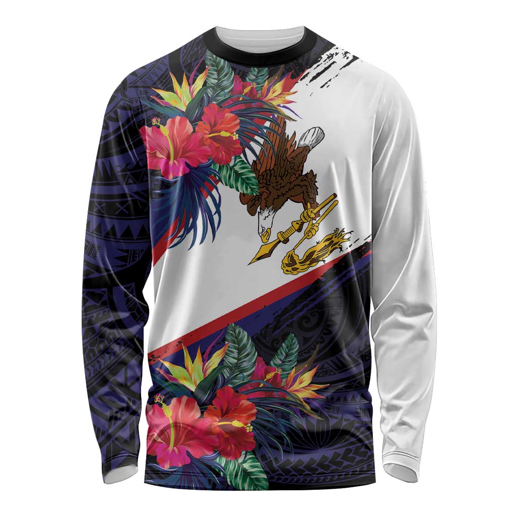 American Samoa Flag Day Since 1900 Long Sleeve Shirt Samoa Muamua Le Atua Tropical Flowers