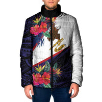 American Samoa Flag Day Since 1900 Padded Jacket Samoa Muamua Le Atua Tropical Flowers - Polynesian Pride