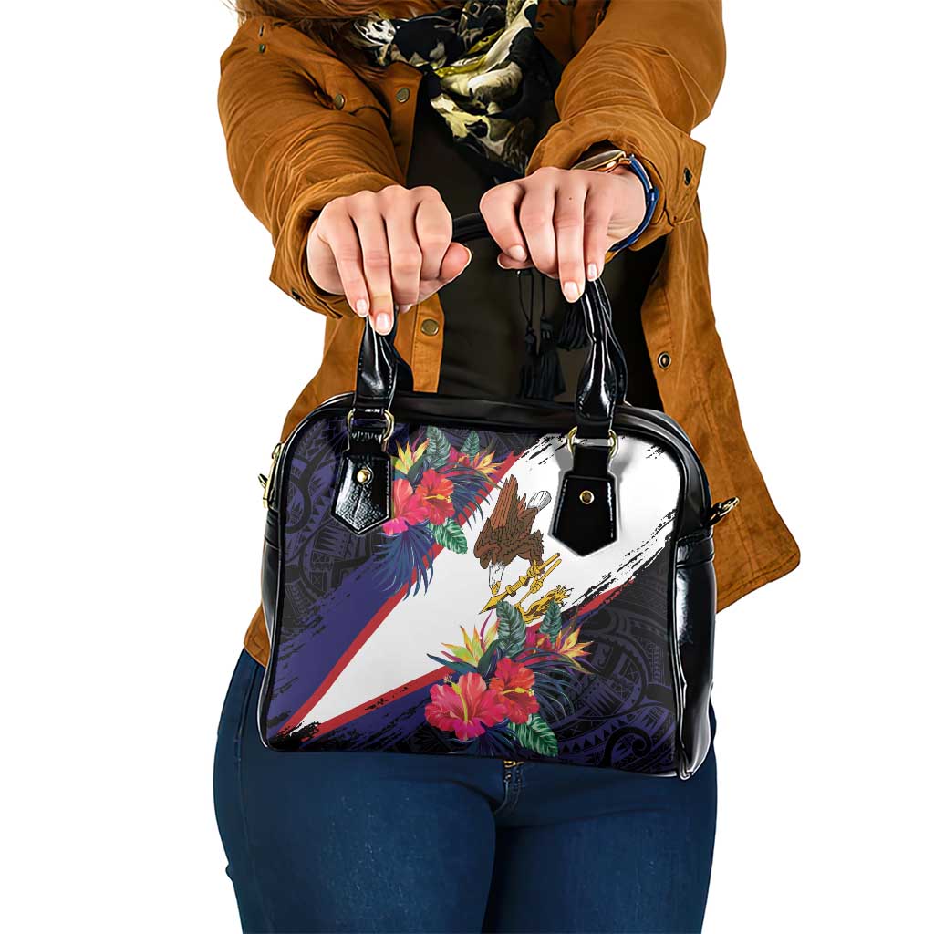American Samoa Flag Day Since 1900 Shoulder Handbag Samoa Muamua Le Atua Tropical Flowers