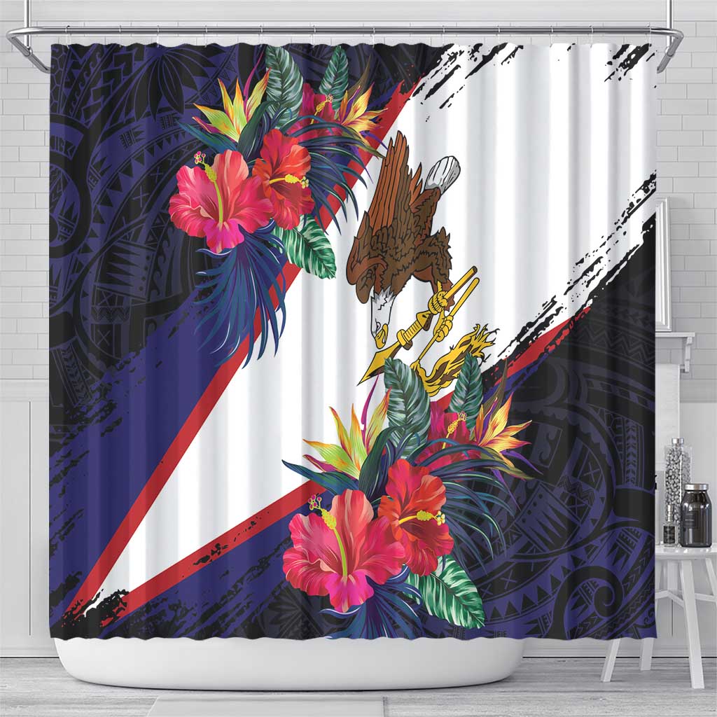 American Samoa Flag Day Since 1900 Shower Curtain Samoa Muamua Le Atua Tropical Flowers