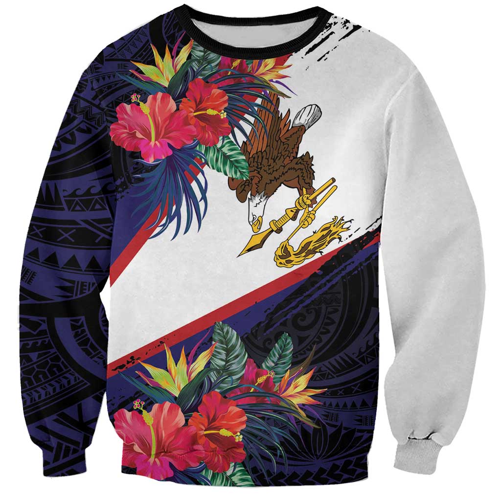 American Samoa Flag Day Since 1900 Sweatshirt Samoa Muamua Le Atua Tropical Flowers