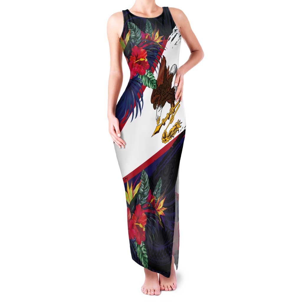 American Samoa Flag Day Since 1900 Tank Maxi Dress Samoa Muamua Le Atua Tropical Flowers