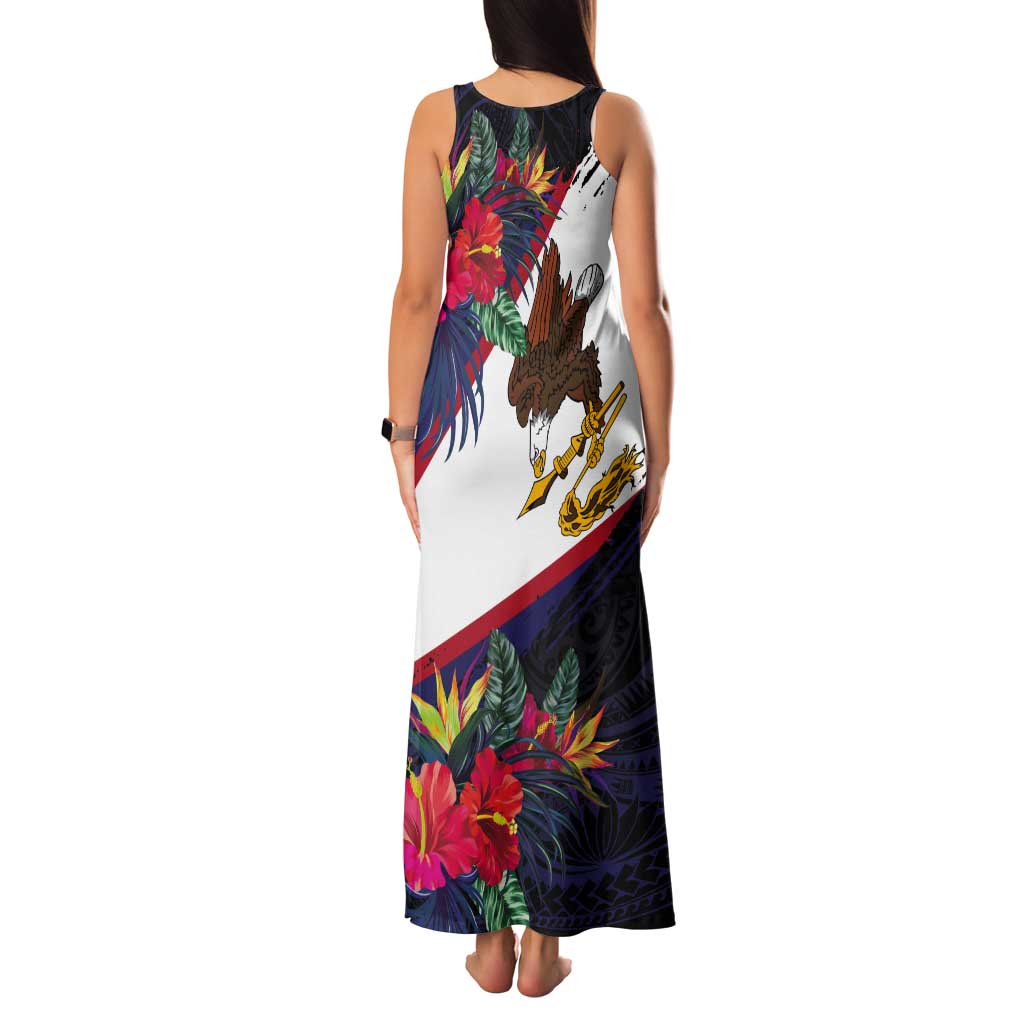 American Samoa Flag Day Since 1900 Tank Maxi Dress Samoa Muamua Le Atua Tropical Flowers