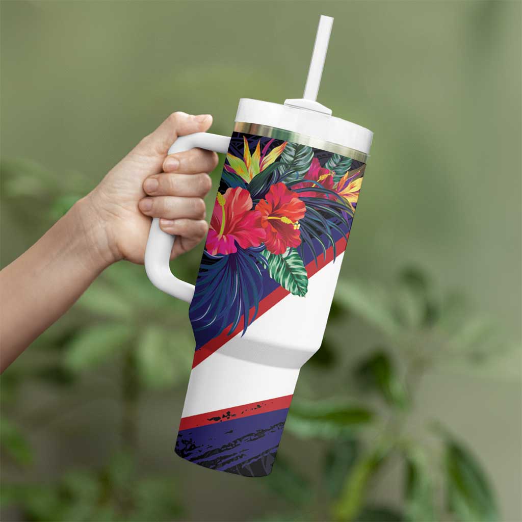 American Samoa Flag Day Since 1900 Tumbler With Handle Samoa Muamua Le Atua Tropical Flowers