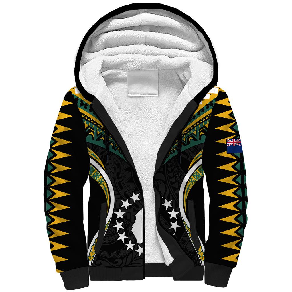(Personalised) Polynesian Pride Aitutaki Island Sherpa Hoodie Cook Islands Tribal Wave Style LT9 Unisex Black - Polynesian Pride
