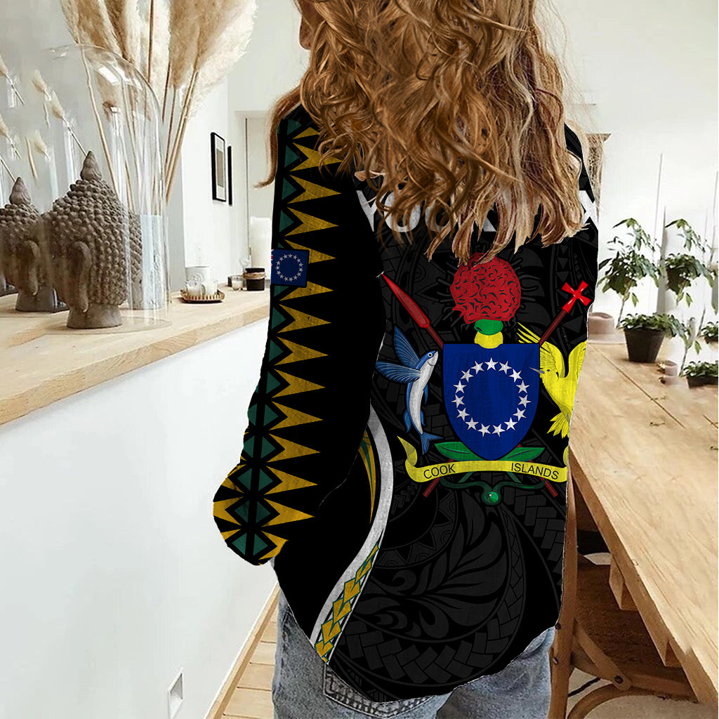 (Personalised) Polynesian Pride Aitutaki Island Women Casual Shirt Cook Islands Tribal Wave Style LT9 - Polynesian Pride