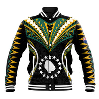 (Personalised) Polynesian Pride Atiu Island Baseball Jacket Cook Islands Tribal Wave Style LT9 Unisex Black - Polynesian Pride
