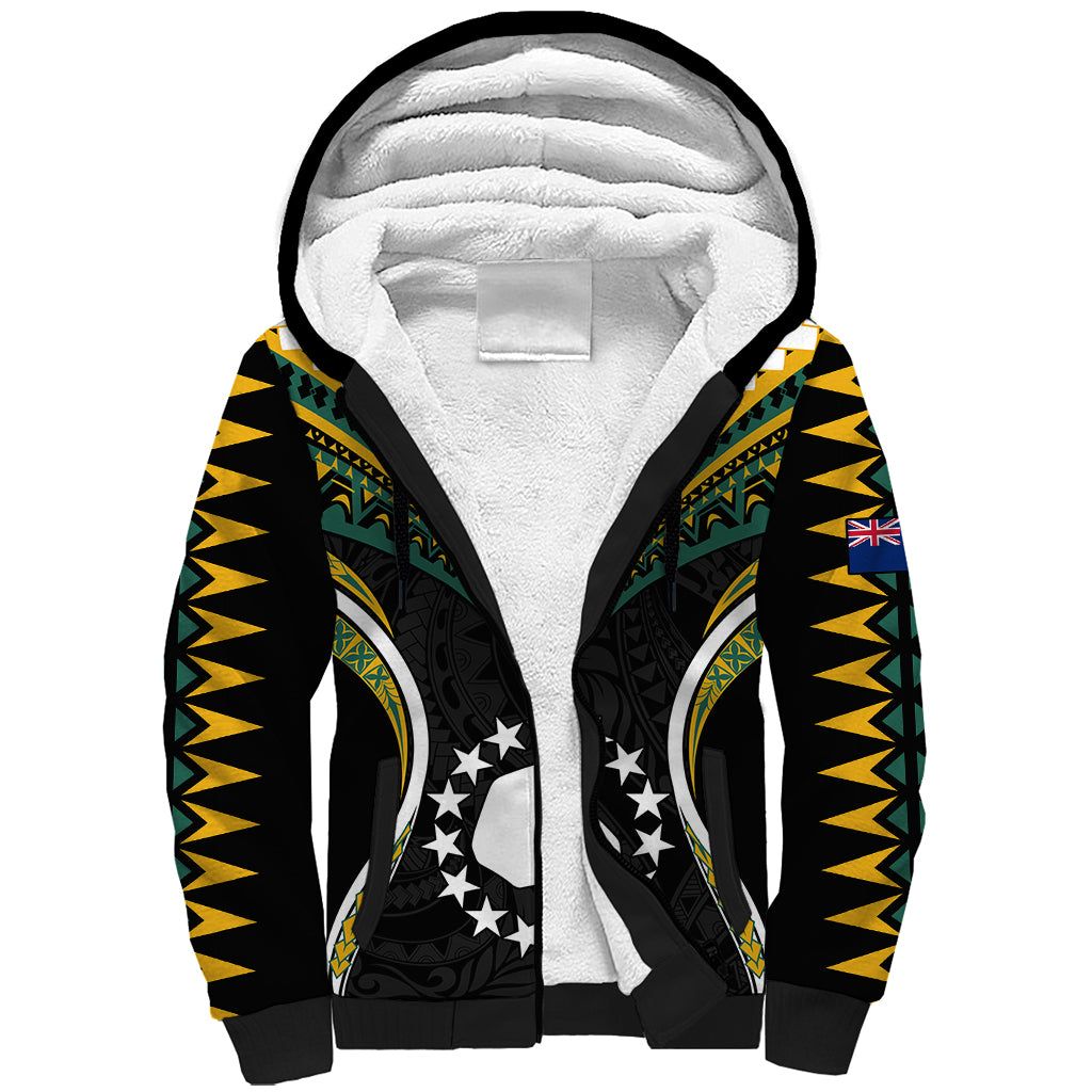 Polynesian Pride Mangaia Island Sherpa Hoodie Cook Islands Tribal Wave Style LT9 Unisex Black - Polynesian Pride