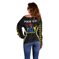 (Personalised) Polynesian Pride Mangaia Island Off Shoulder Sweater Cook Islands Tribal Wave Style LT9 - Polynesian Pride