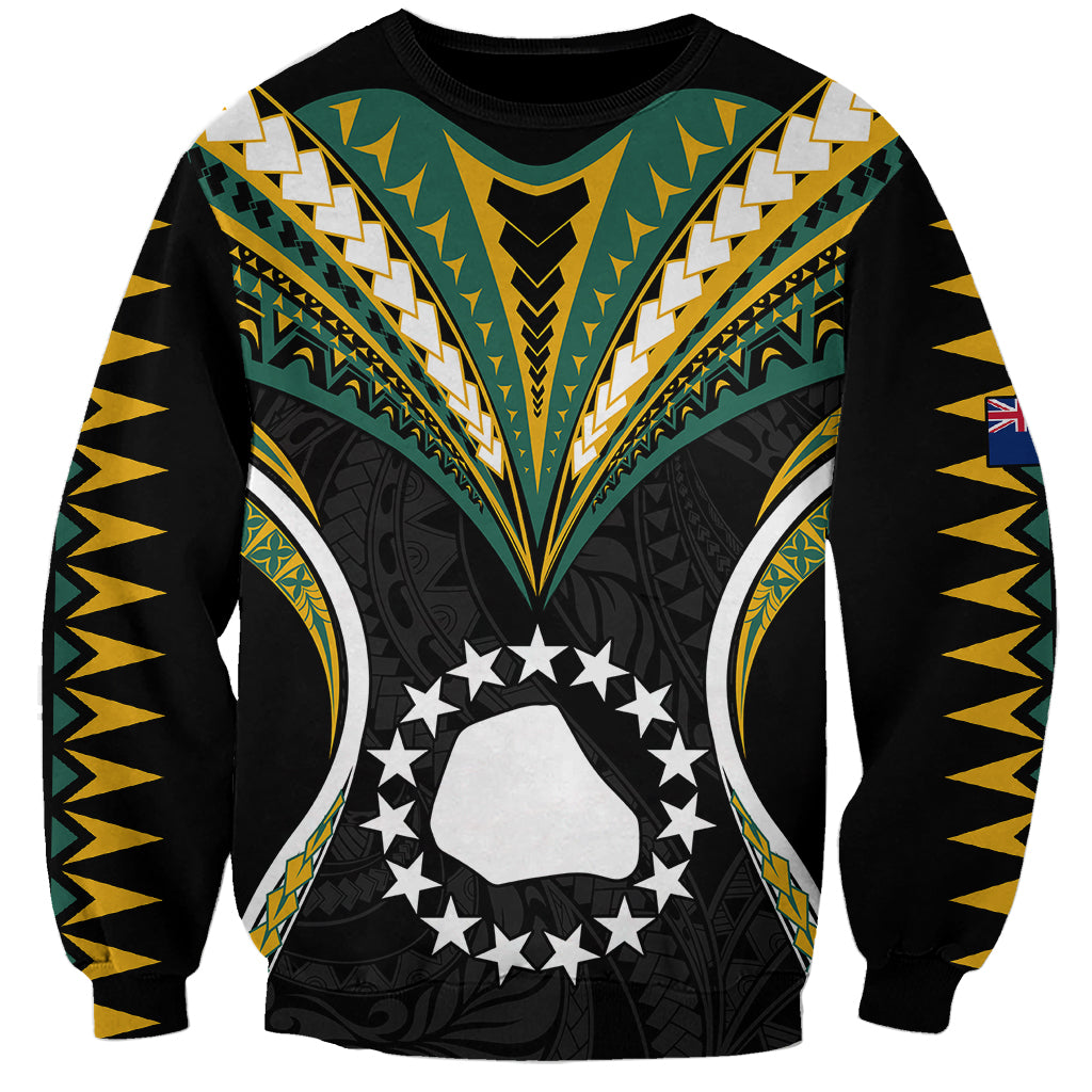 (Personalised) Polynesian Pride Mangaia Island Sweatshirt Cook Islands Tribal Wave Style LT9 Unisex Black - Polynesian Pride