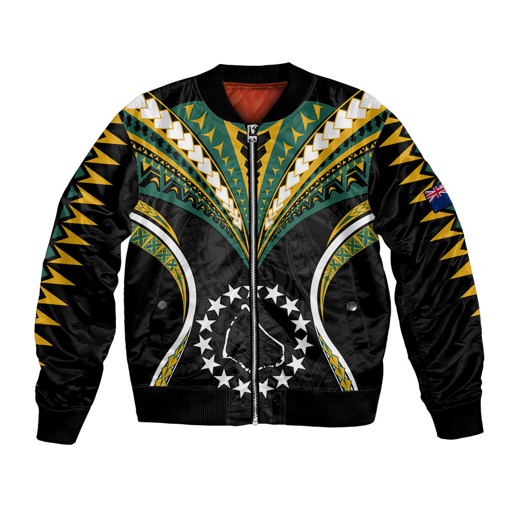 Polynesian Pride Manihiki Island Bomber Jacket Cook Islands Tribal Wave Style LT9 Unisex Black - Polynesian Pride