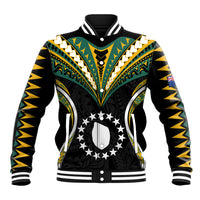 Polynesian Pride Mauke Island Baseball Jacket Cook Islands Tribal Wave Style LT9 Unisex Black - Polynesian Pride