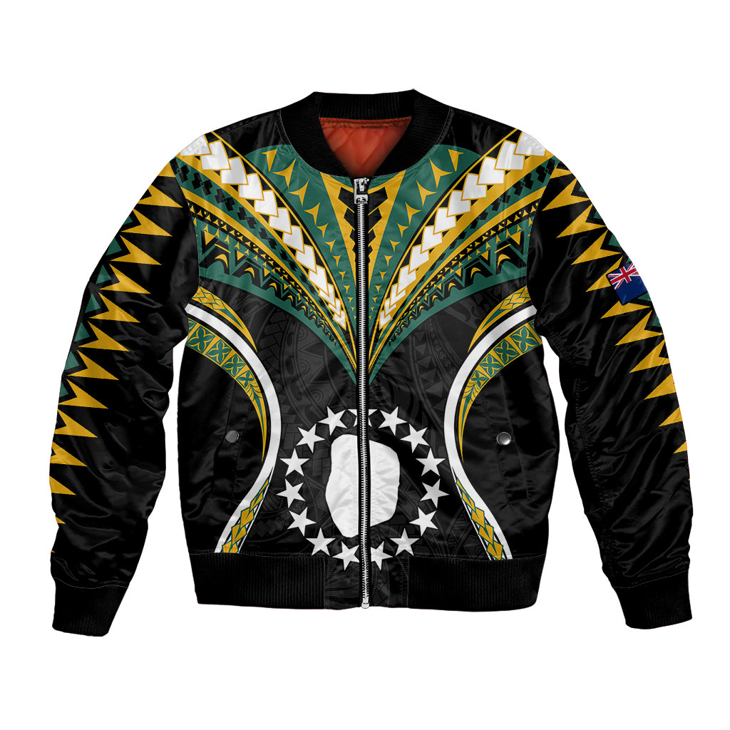 Polynesian Pride Mitiaro Island Bomber Jacket Cook Islands Tribal Wave Style LT9 Unisex Black - Polynesian Pride