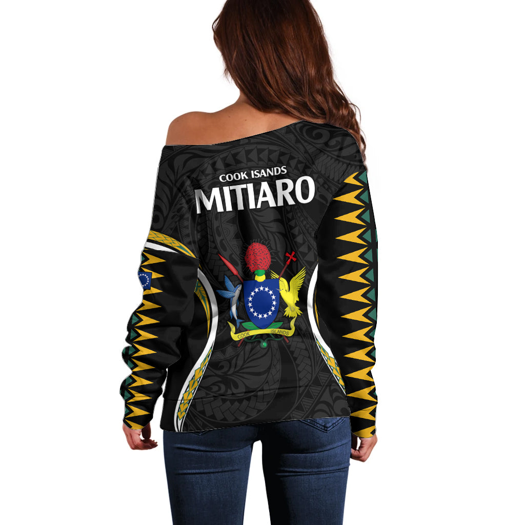 Polynesian Pride Mitiaro Island Off Shoulder Sweater Cook Islands Tribal Wave Style LT9 - Polynesian Pride