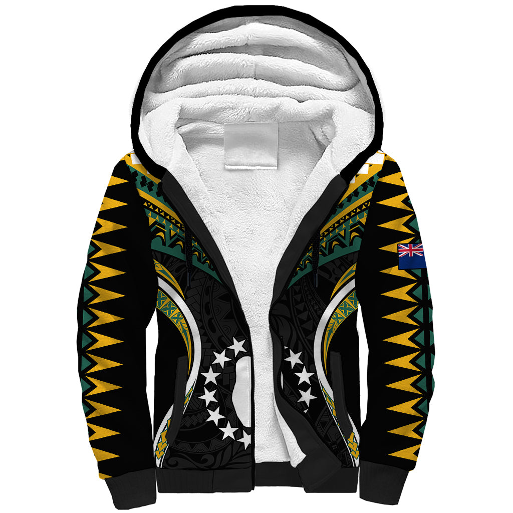 (Personalised) Polynesian Pride Mitiaro Island Sherpa Hoodie Cook Islands Tribal Wave Style LT9 Unisex Black - Polynesian Pride