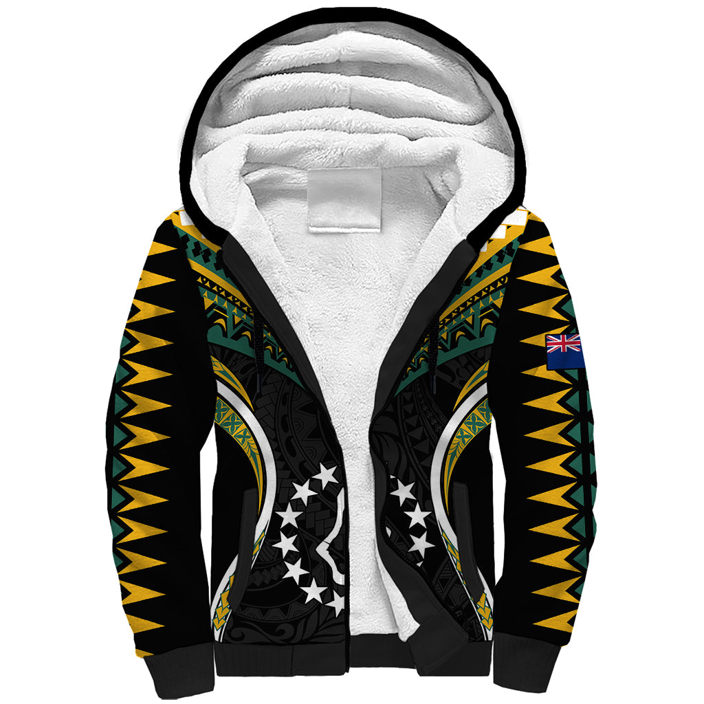 Polynesian Pride Palmerston Island Sherpa Hoodie Cook Islands Tribal Wave Style LT9 Unisex Black - Polynesian Pride