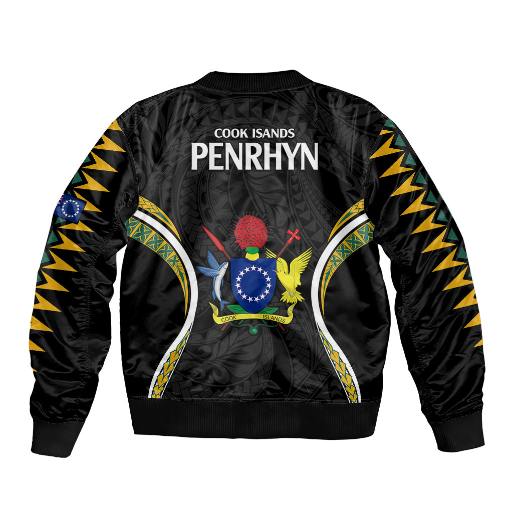 Polynesian Pride Penrhyn Island Bomber Jacket Cook Islands Tribal Wave Style LT9 - Polynesian Pride