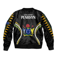 Polynesian Pride Penrhyn Island Sleeve Zip Bomber Jacket Cook Islands Tribal Wave Style LT9 - Polynesian Pride