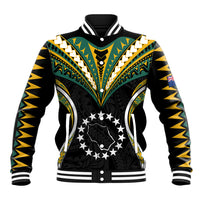 (Personalised) Polynesian Pride Penrhyn Island Baseball Jacket Cook Islands Tribal Wave Style LT9 Unisex Black - Polynesian Pride