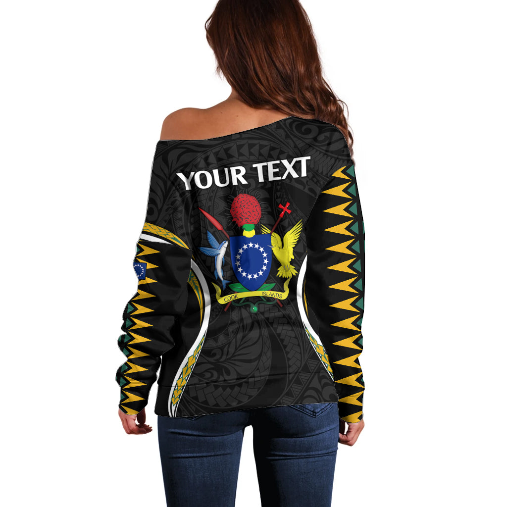 (Personalised) Polynesian Pride Penrhyn Island Off Shoulder Sweater Cook Islands Tribal Wave Style LT9 - Polynesian Pride