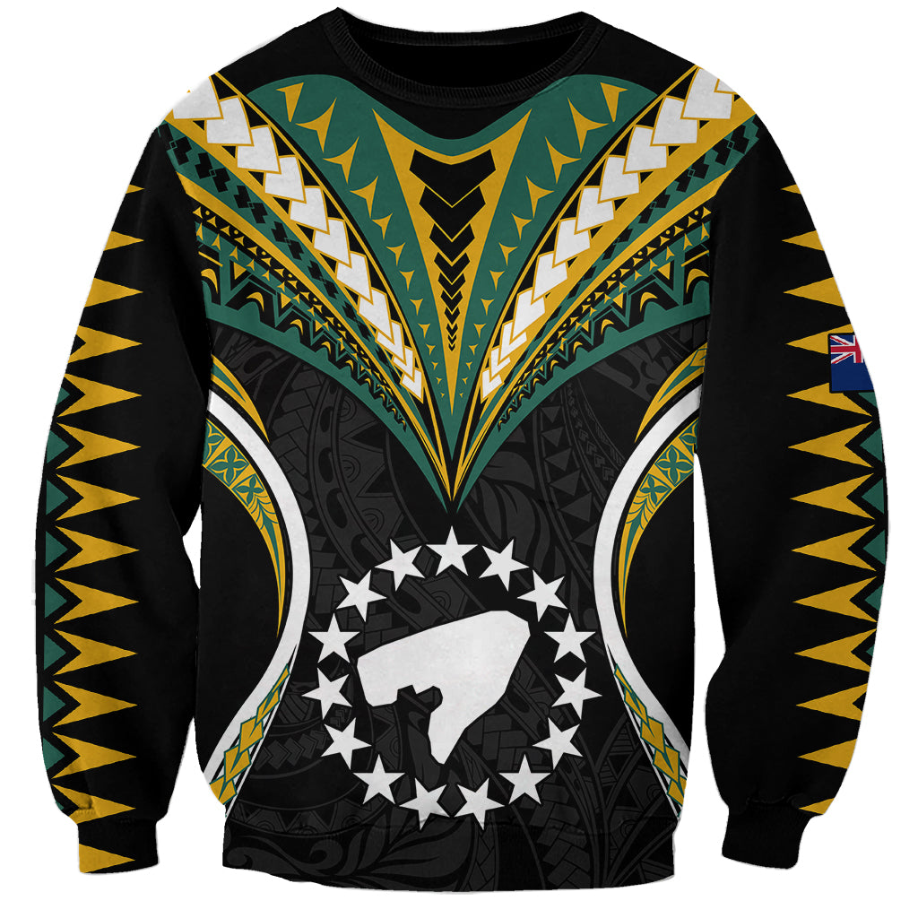(Personalised) Polynesian Pride Pukapuka Island Sweatshirt Cook Islands Tribal Wave Style LT9 Unisex Black - Polynesian Pride