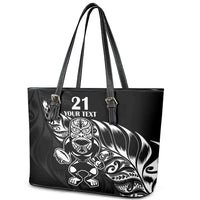 New Zealand Rugby Custom Leather Tote Bag Opango All Black Fern